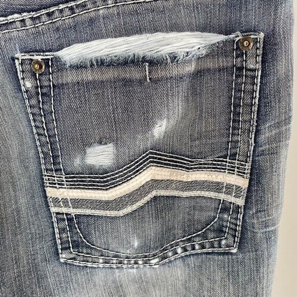 Buckle Black Mens Low Rise Slim Straight Jeans Distressed‎ Blue Y2K 34x32 - Picture 6 of 12